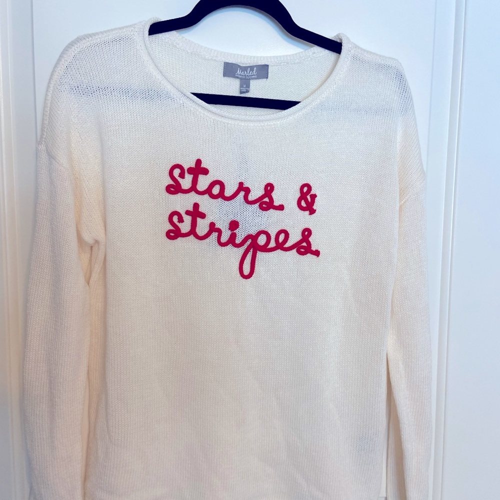 NWOT Marled Stars and Stripes cream sweater